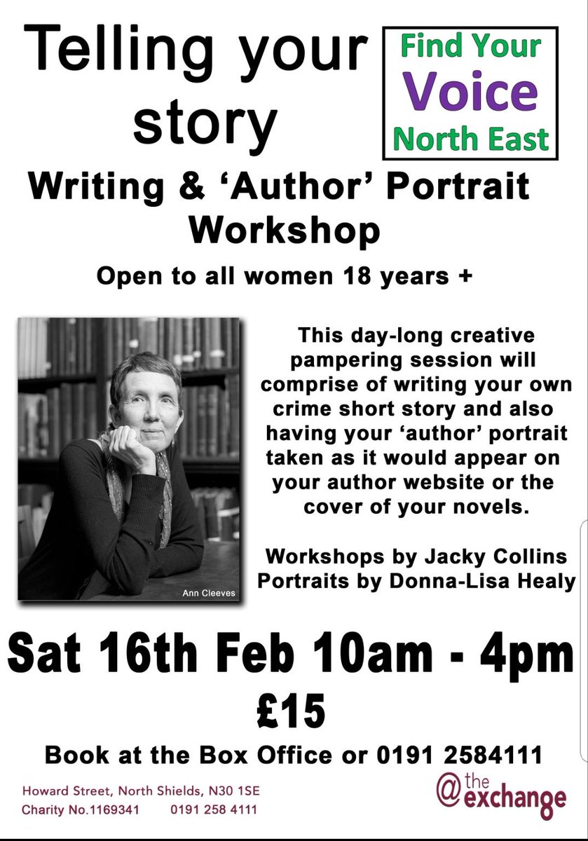 Calling all potential crime writers! We're looking for 12 women to take part in this writing pamper day. For more details please DM me and to book a place contact The Exchange (details below). We look forward to helping you develop your writing and your author profile 😎📚💻🖋🎉