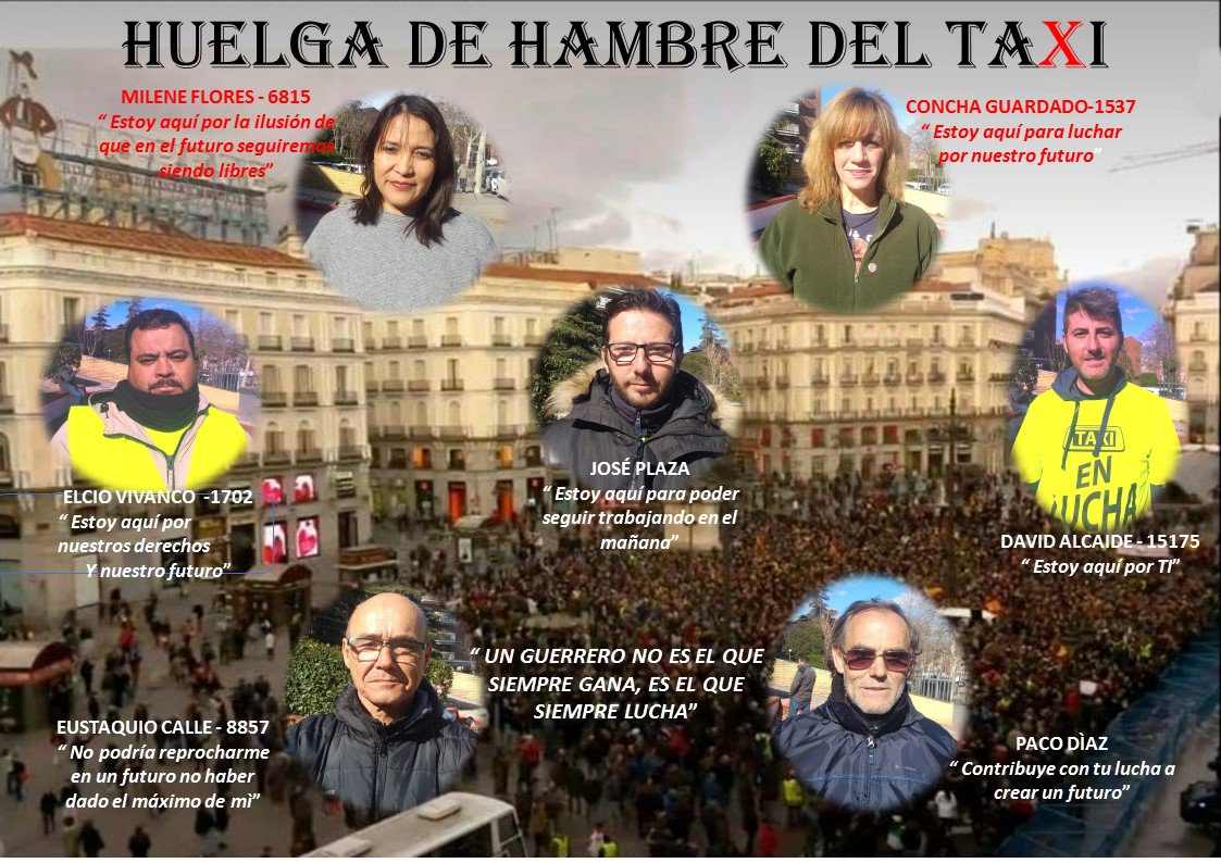 7 compañeros TAXISTAS de MADRID cumplen hoy su 11° DÍA de HUELGA DE HAMBRE. <a href="/angelgarrido/">AG</a> aquí tiene sus caras. 
#HambreHoyPanParaMañana
#TaxiEnLucha