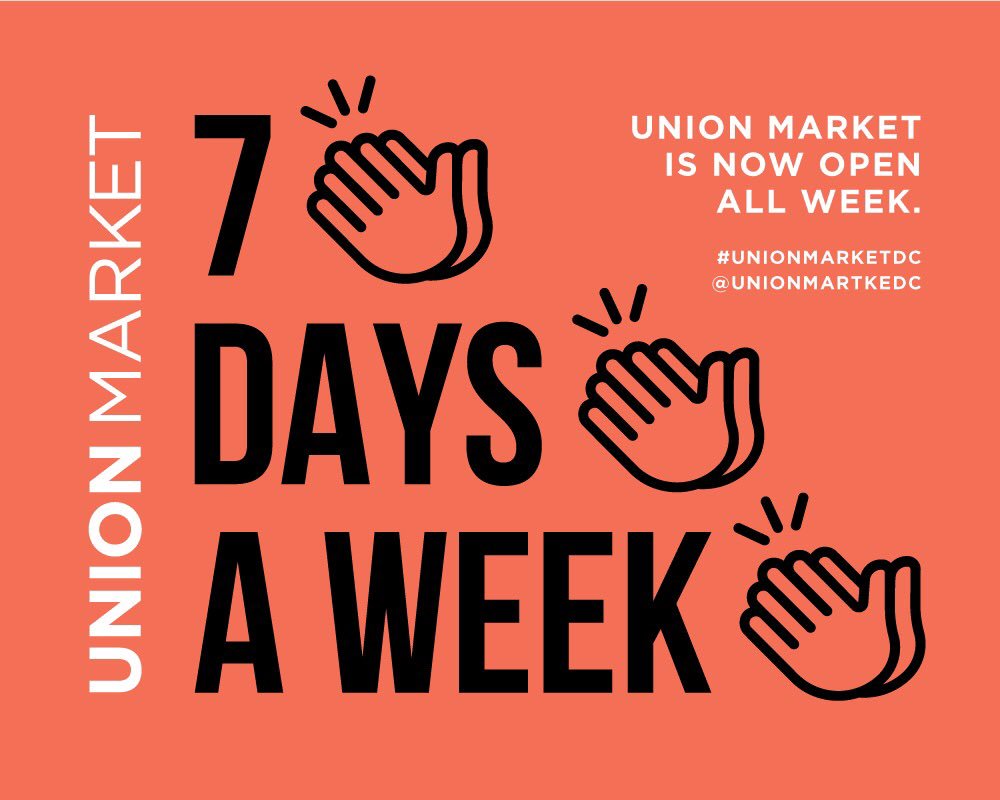 Union Market is now open Mondays. Come hang out with us EVERY DAY.
