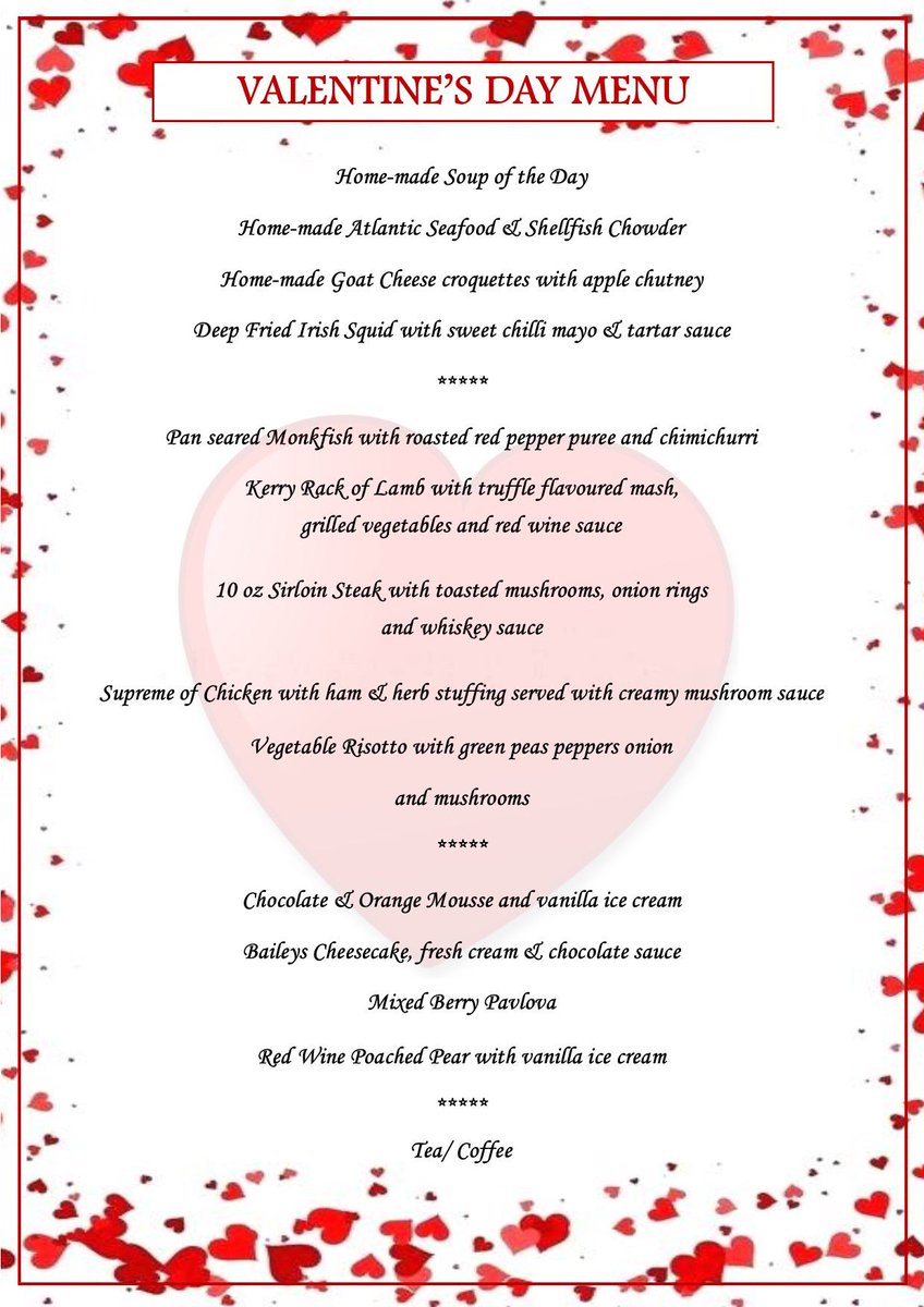All set for Valentines day? Treat someone special this year with our delicious food menu! 😍🍜🍴💜

Book today to avoid disappointment! 

#love #valentinesday #together #portmagee #goodfood