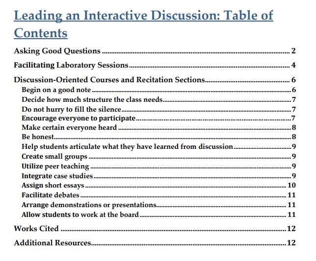 hintondm's tweet photo. Leading an Interactive Discussion #ActiveLearning https://t.co/y1CLCG1zLx #AskingGoodQuestions #Labs #Seminars #SmallGroupTeaching #Tips #Guidance https://t.co/oxpG8zZJSR