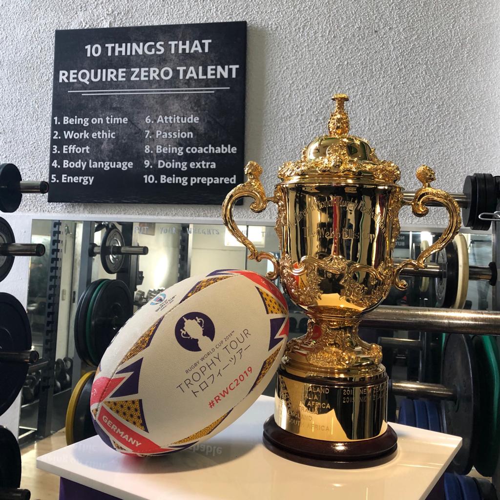 rugbyworldcup's tweet photo. We're in Germany for the Rugby World Cup Trophy Tour! 

Morning motivation from Germany’s national team training camp - we can all learn something from this! #RWC2019 https://t.co/n7nvHQ3nbR