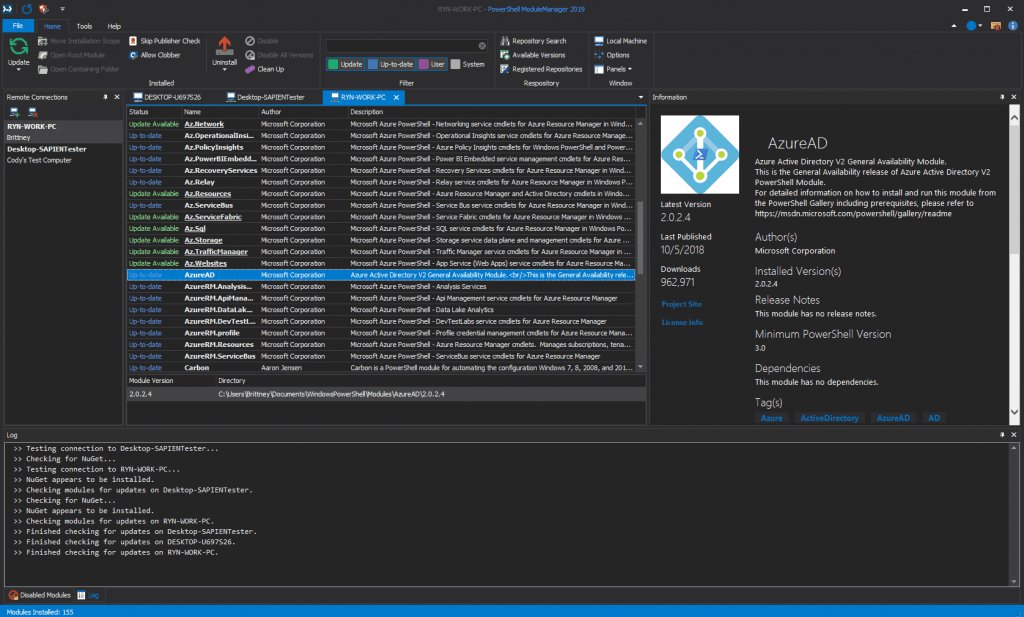 SAPIENTech's tweet image. #PowerShell #ModuleManager 2019 service release v1.1.0 includes the ability to manage #modules on remote machines.
#SAPIENTech #NuGet #PSGallery sapien.com/blog/2019/02/0…