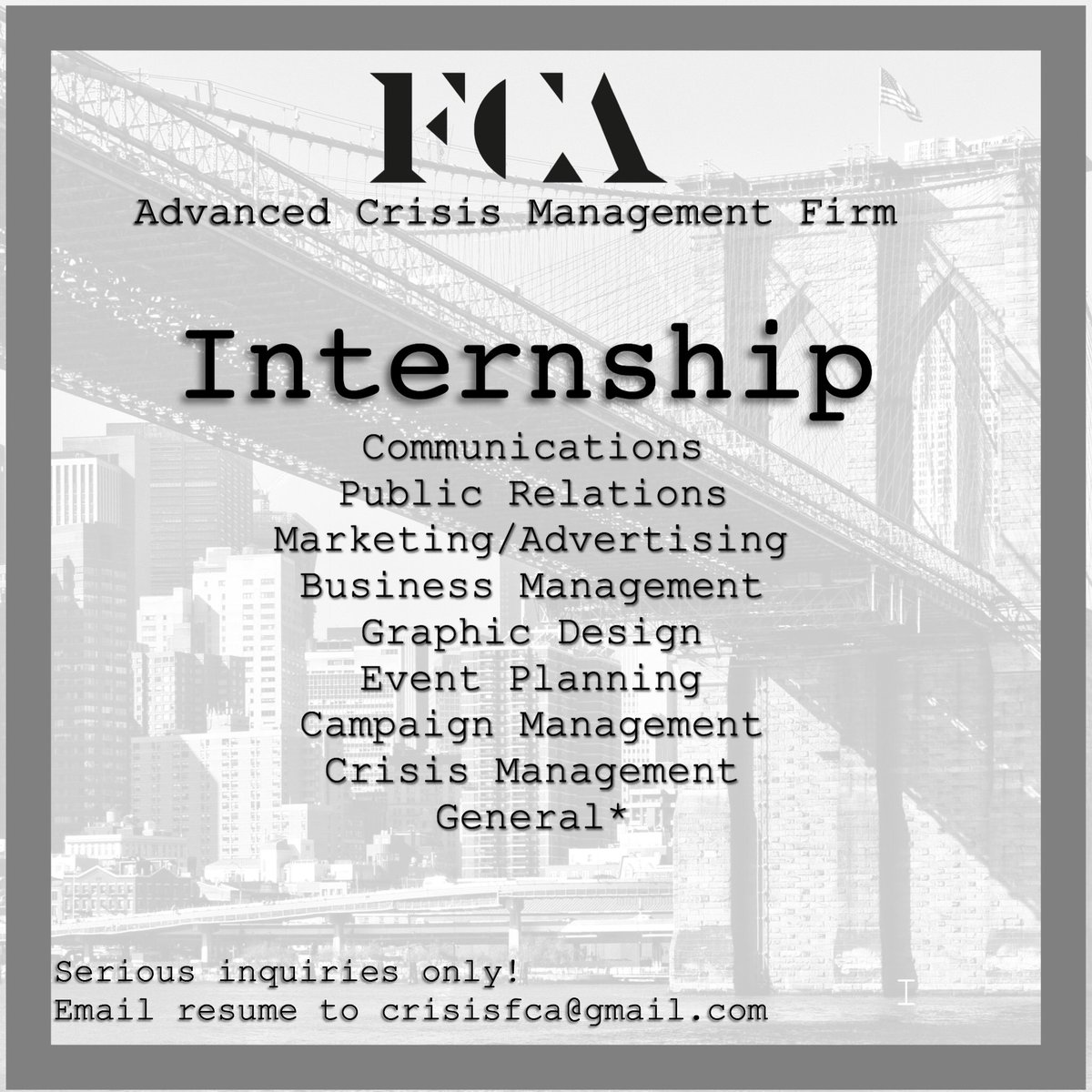 FarleyAssoc's tweet photo. Since my firm is launching a new project this year, its looks like it’s time to bring in some #interns for a very unique #internship.

Seeking to primarily onboard those in #newyork but all can apply
#newyork #2019 #launch #entrepreneur #businessowner #mentor #manhattan #college https://t.co/Kw5dAS2Ky2