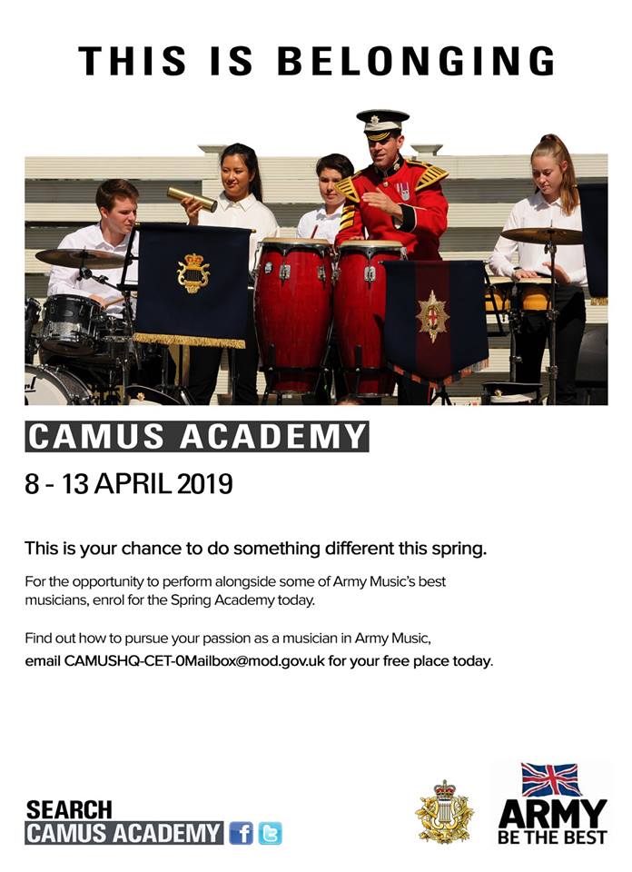 British Army Music (@corpsarmymusic) on Twitter photo If you would like to be a part of #UKArmyMusic and want to experience what life is like as a musician within the <a href="/BritishArmy/">British Army 🇬🇧</a>, come along to our #CAMUSAcademy! For more information, please see the poster for details or download the application form here: buff.ly/2MieGHl If you would like to be a part of #UKArmyMusic and want to experience what life is like as a musician within the <a href="/BritishArmy/">British Army 🇬🇧</a>, come along to our #CAMUSAcademy! For more information, please see the poster for details or download the application form here: buff.ly/2MieGHl