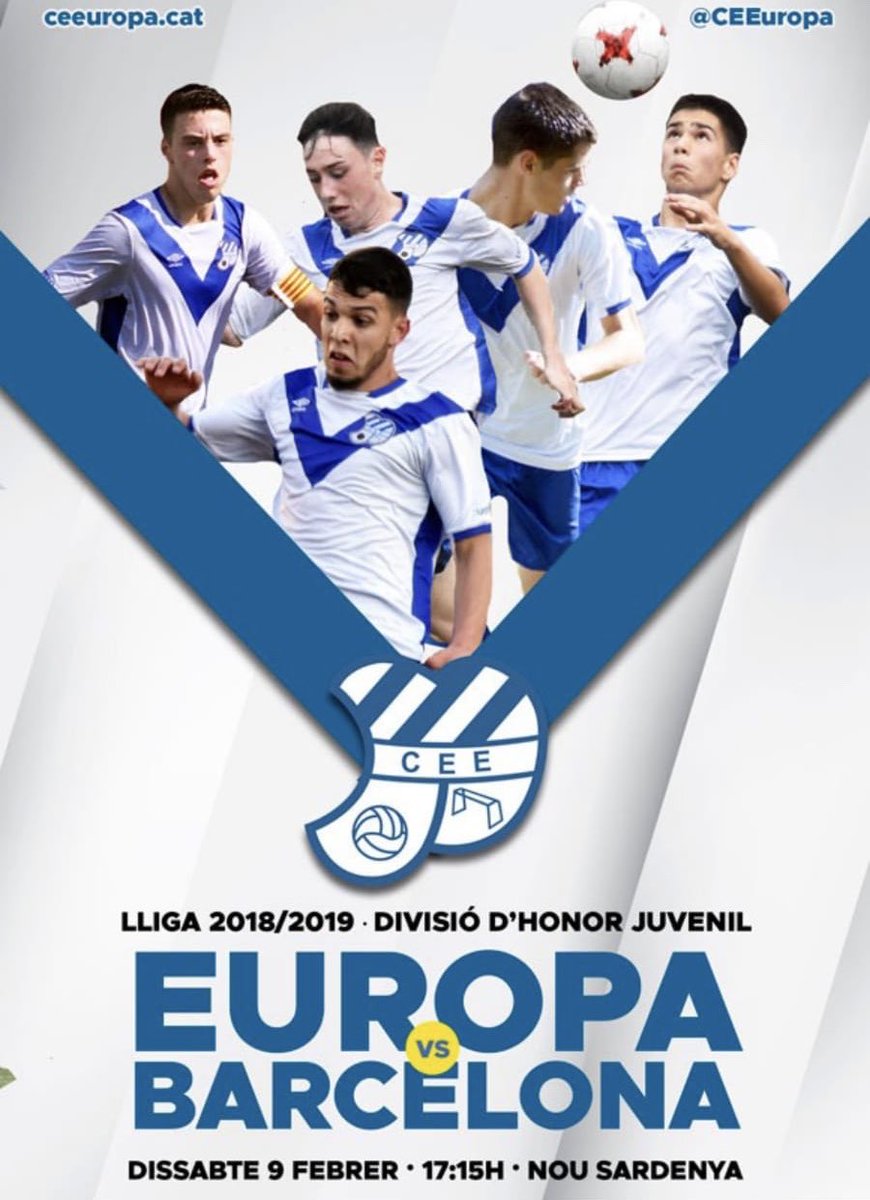 今週のゲーム⚽️
2/9(土) 17:15 Nou Sardenya(エウロパホーム)
対FCバルセロナユース

バルセロナにいる方、是非お越しください！応援よろしくお願いします。
#CEエウロパ