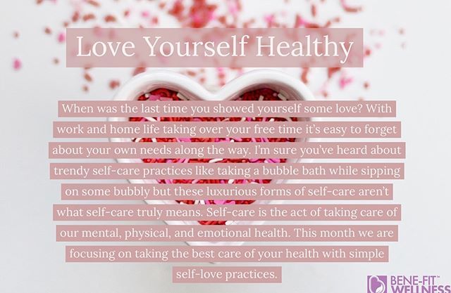 benefit_well's tweet photo. Happy February! This month we are challenging you to practice simple self-care daily to feel your best! Check out our handout (link in bio) for tips and fun and practical ways to celebrate your health with love!
#benefitwellness #selfcare #selfcarechalle… https://t.co/5sucDfKabX https://t.co/rYMoLx9wZV