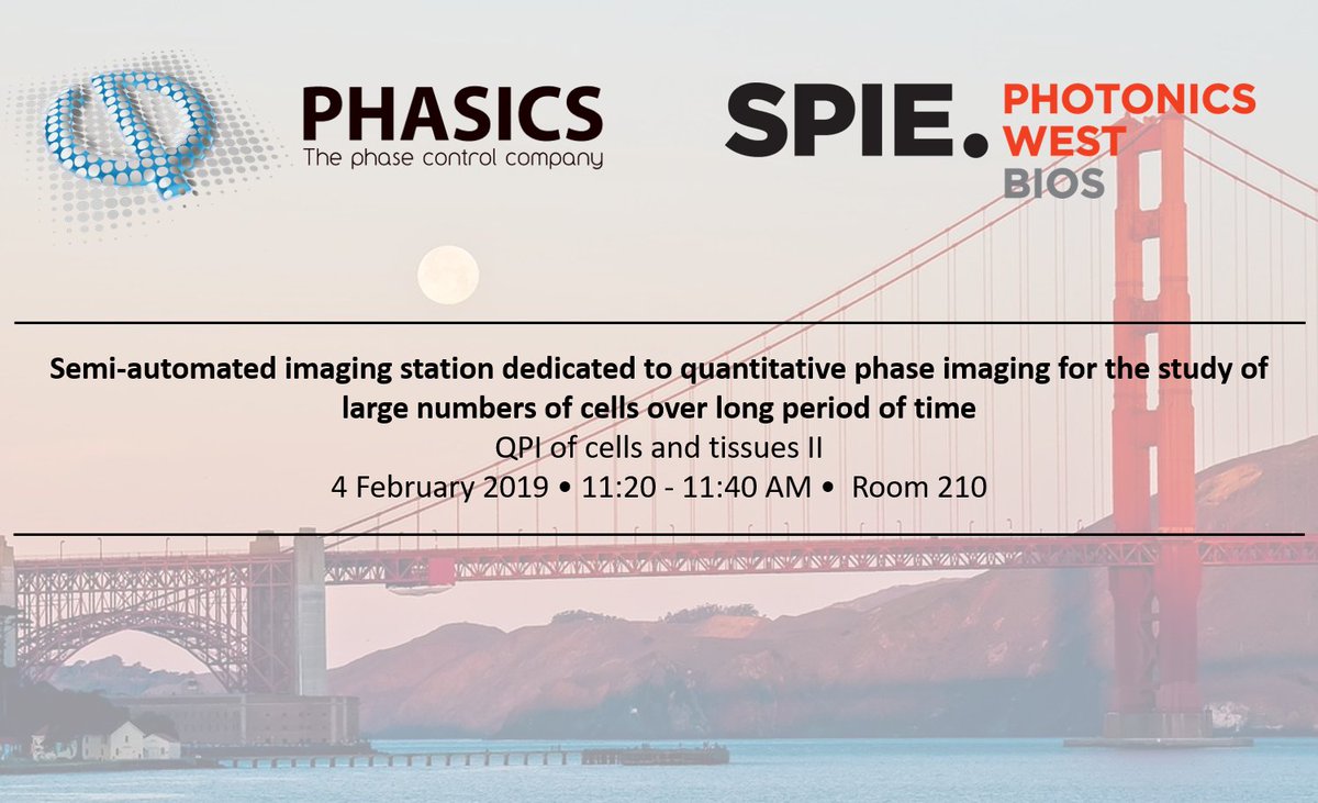 Phasics_SA's tweet image. Come to hear Benoit talking about our #QuantitativePhaseImaging platform for large cells populations study. 11:20 AM Room 210 at #BIOS2019 #PhotonicsWest  !