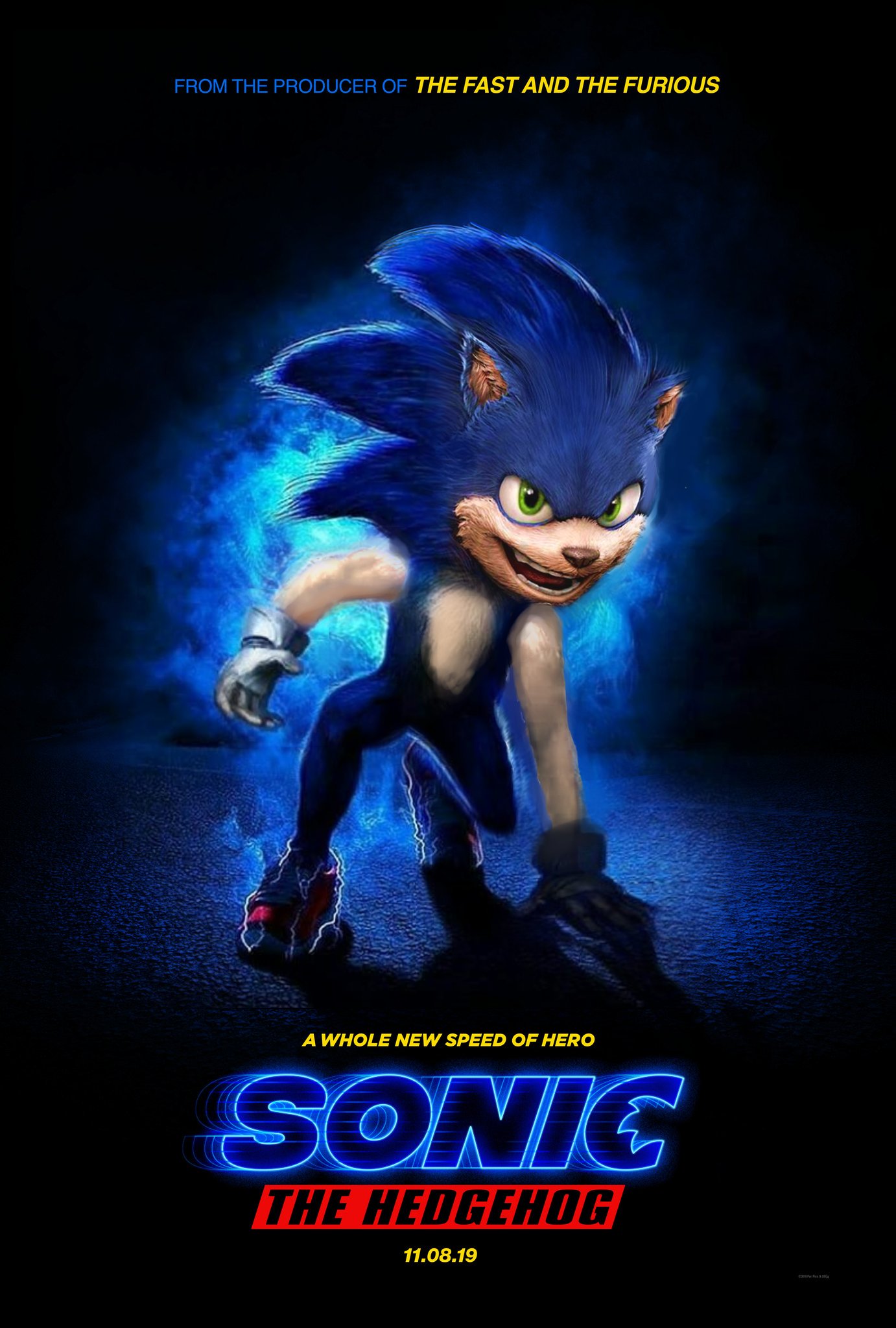 randomuser2000 on X: @premydaremy i photoshoped the sonic movie poster  with some fan art and i hope this could be the final design voor sonic in  the upcoming movie.  / X