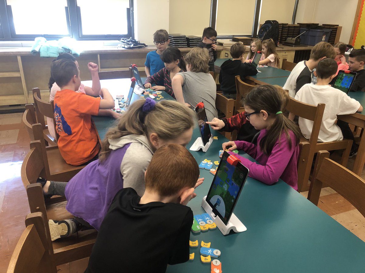 mrwodarczak's tweet photo. We’re Coding with Awbie this morning using @OsmoCoding in Mrs. Przywara and Mrs. Fazio’s class. Students are problem solving using code. #lotsofthinking #HourofCode @AldenIntSchool @AldenCSD https://t.co/YOTdsCz6f4