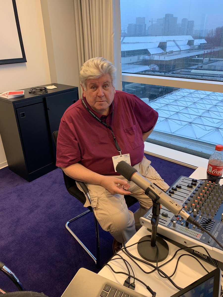 Bryan from @AVNewsUK is all set up and ready to record the latest podcast here <a href="/ISE_Show/">ISE</a> #ISE2019 #avtweeps