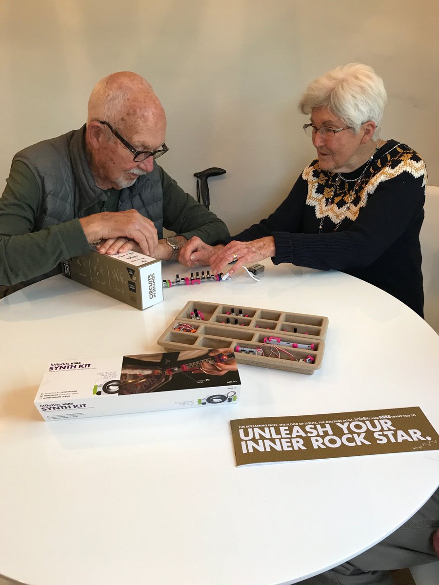 littleBits's tweet image. We always say that littleBits are meant for &quot;ages 8 to infinity!&quot; Meet Grover and Bonnie Starr, our newest #SynthKit inventors from California! #makingmusic #oscillators #filter