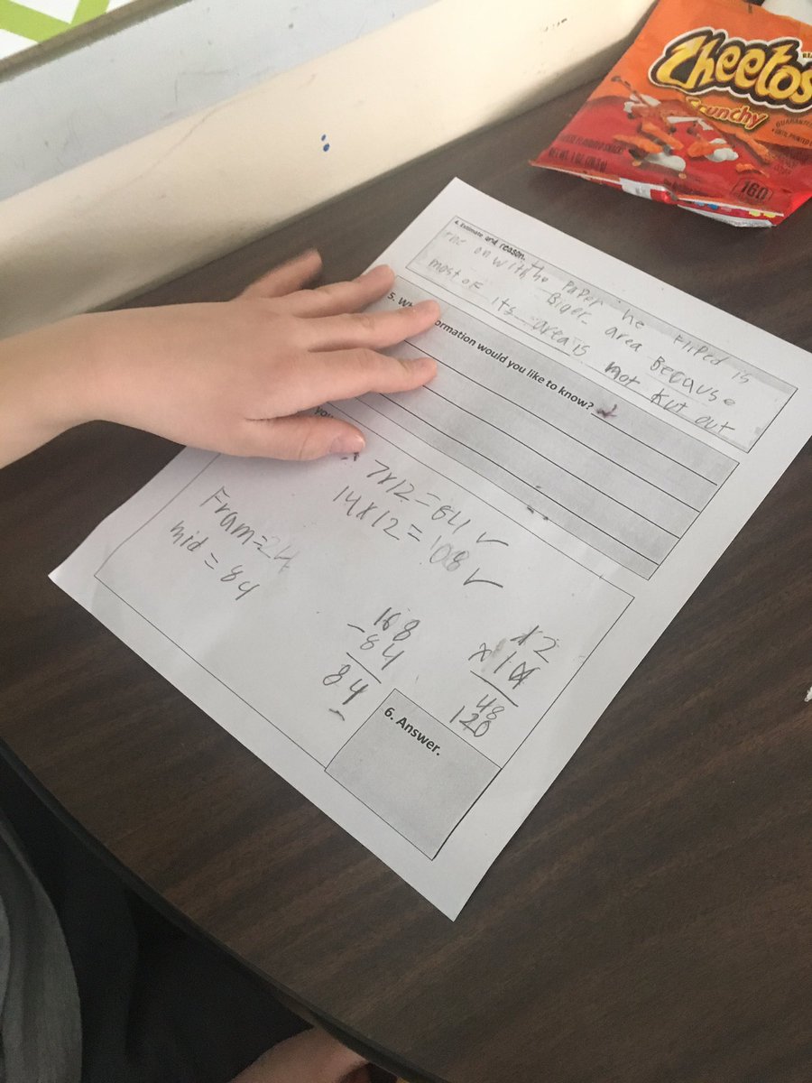 Mrs_Bozard's tweet photo. Love using @gfletchy 3 Act Lessons to review area and perimeter! #papercut #3actlessons #leopardsden #MTPSPride @LincroftSchool https://t.co/o8XFPM3kGh