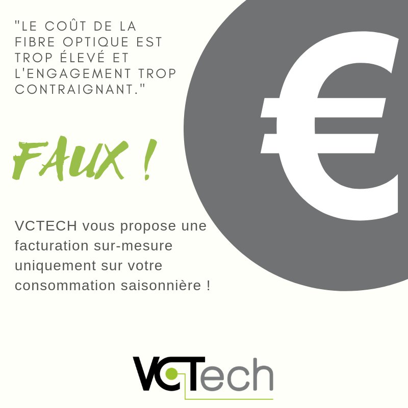 VCTech_FR's tweet photo. Pour une Fibre au 🔝 et un budget maîtrisé, faites appel à VCTech !!! 💶😉 #fibreoptique #saisonnalité #hautdébit https://t.co/b108GzcCkR