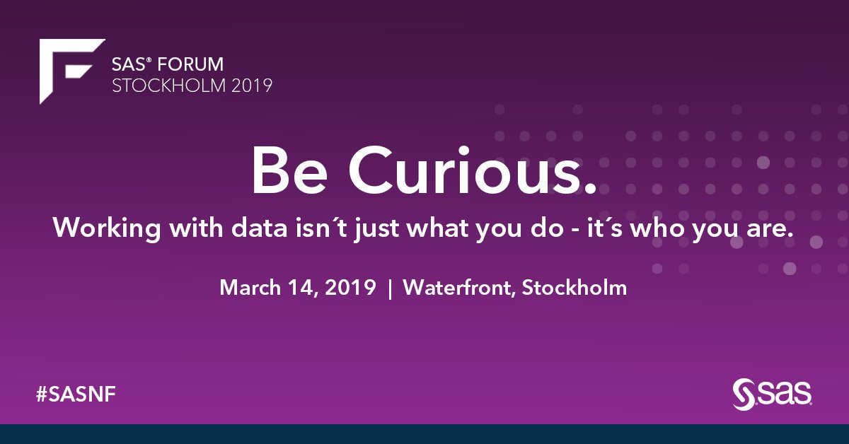 ybjur's tweet photo. Du missar väl inte årets "Advanced Analytics" event i Stockholm. Vi ses den 14 mars på Waterfront Congress Center. #SASNF https://t.co/0g2O4Um9sq https://t.co/ztaexvELTT