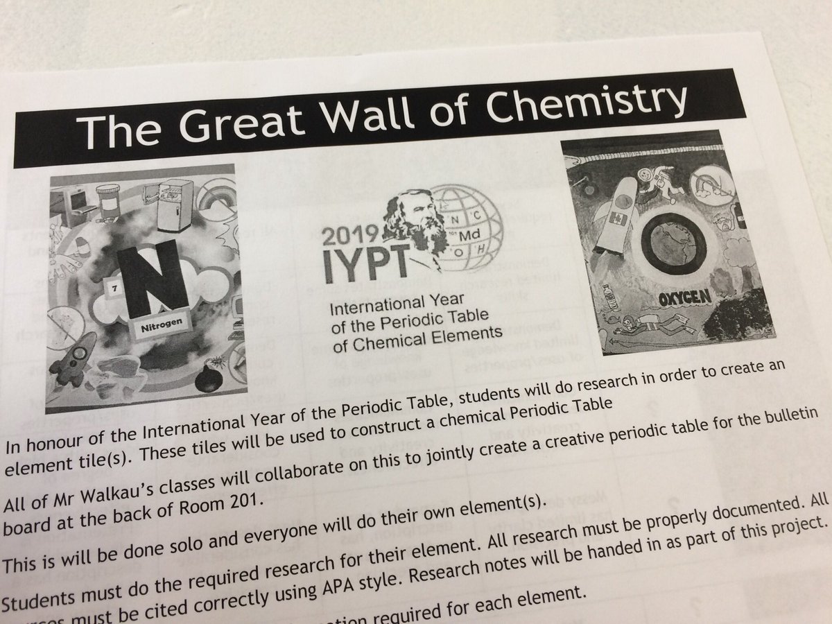 ASCVI_Science's tweet photo. First Day of Semester 2...Jumping right into things...building strong research skills and connecting it to @iypt2019 @ASCVI_SAC @walkau @kprschools #PeriodicTable #stem #inquiry #education https://t.co/hJI63aW8Xt