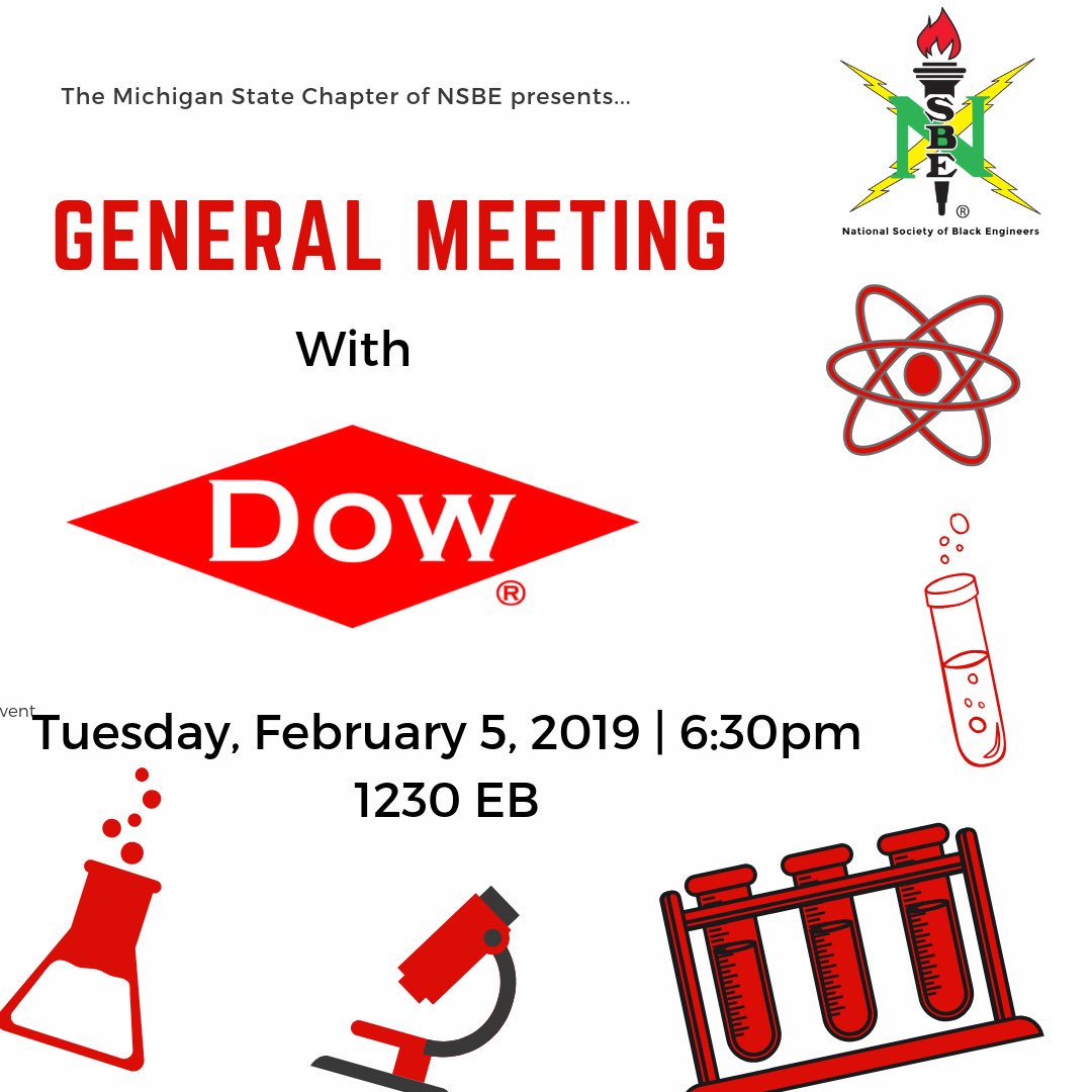 nsbemsu's tweet photo. 🚨TOMORROW🚨Come learn what opportunities are in store for you at DOW! food will be provided and everyone is welcome!🍕🍕 https://t.co/oFMbaBsaAb