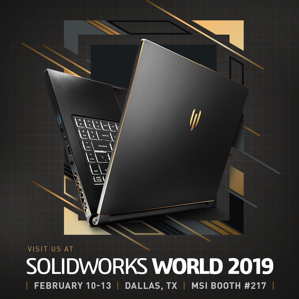 msiUSA's tweet photo. We are headed out to Solidworks World 2019 in Dallas, Texas! Stop by the MSI booth #217 to check out our new Workstation solutions!
#Solidworks #Workstation #WS65 https://t.co/IvX6cutwTF