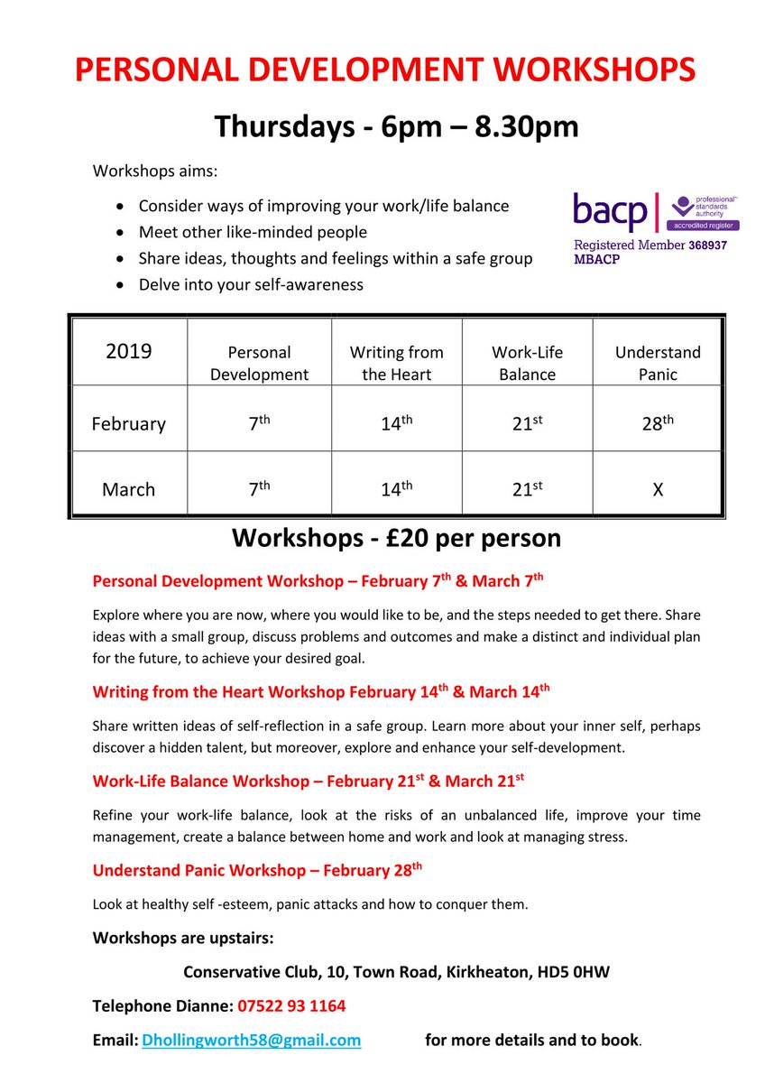 Personal Development Workshops
@Digs_Student @HudStudents <a href="/HuddersfieldSU/">Huddersfield SU</a> 
@HudSportExNut <a href="/HuddUniEnglish/">HuddUniEnglish</a> 
Please retweet ☺️