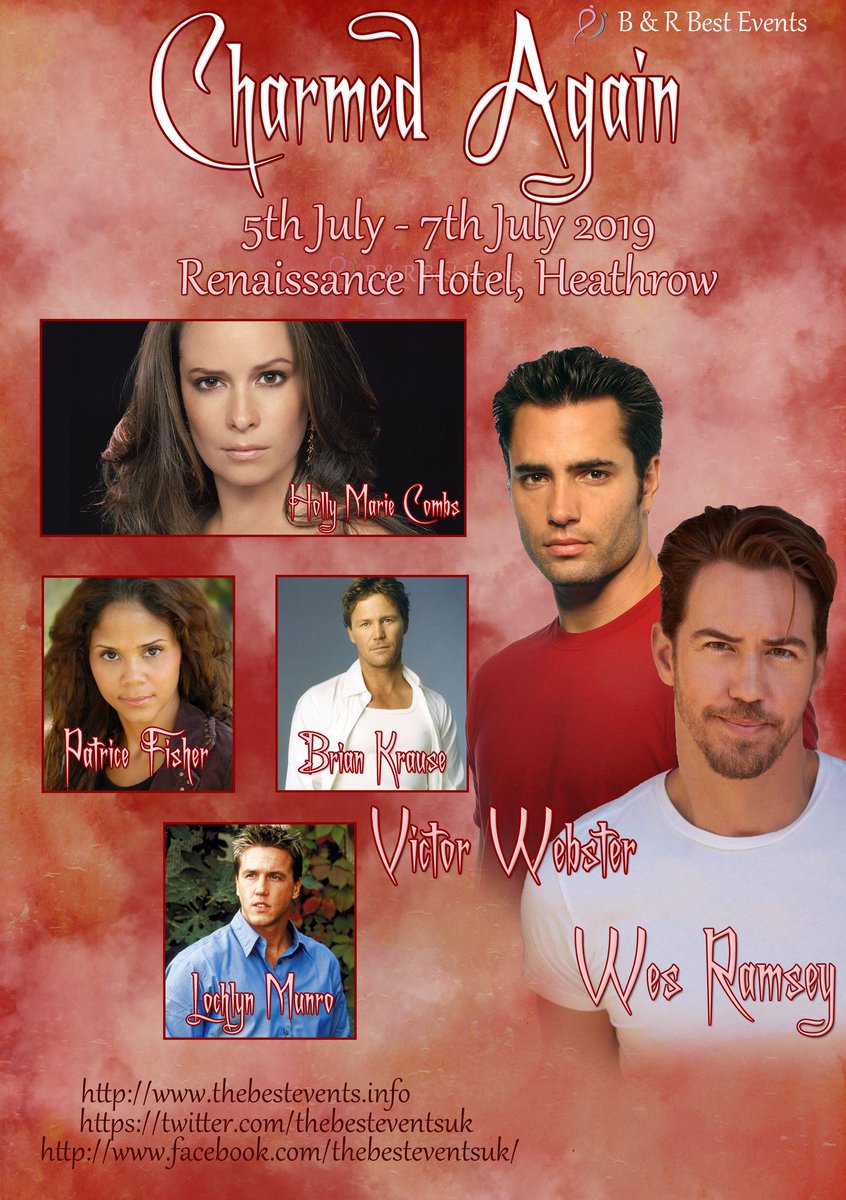 Sazzzzy's tweet photo. Come join us in July for all things #Charmed #convention #uk #london #CharmedTV #CharmedConvention @H_Combs @thebriankrause @MsPatriceFisher @webstervictor @wesramsey @LochlynMunro @thebesteventsuk https://t.co/nd1webugUv
