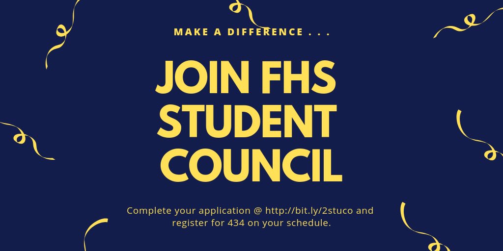 if you are interested in joining student council for the 2019-2020 school year, please go to the link below to complete your application and put 434 on your schedule!