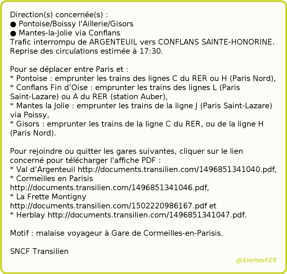Alertes Sncf Transilien On Twitter Malaise Voyageur 1 Ligne J Paris Gisors Mantes Via Conflans Ralenti De Paris Saint Lazare Vers Pontoise Gisors Mantes La Jolie Via Conflans Trafic Ralenti Lignej 04 02 19 17 21 Https T Co