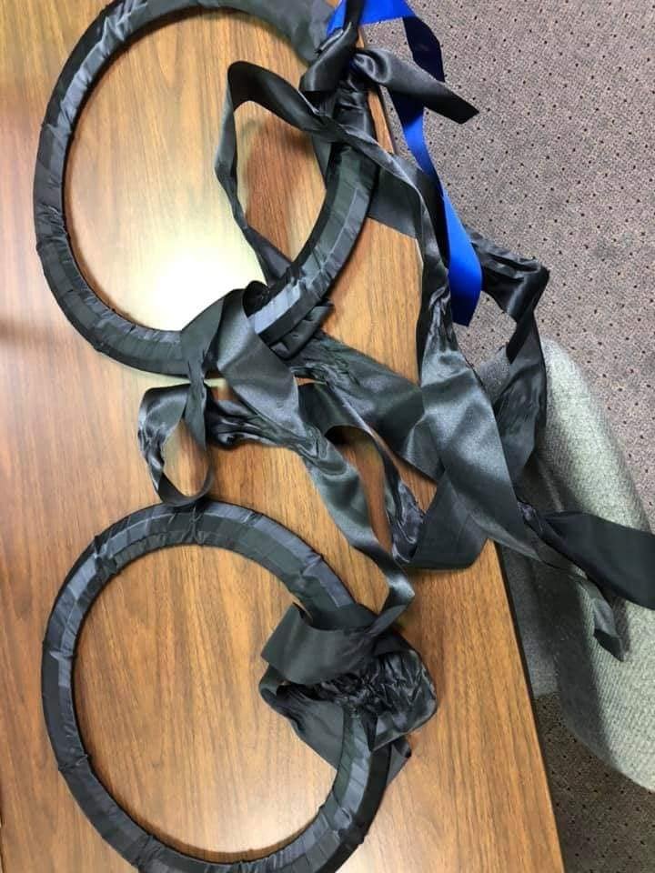 CincyPD's tweet image. The person in the attached photo tor down the mourning wreath honoring  murdered Clermont County Deputy Brewer from the front of the FOP Building on Central Parkway in OTR. Detective Jeffrey Howell Jr. at District One (513-352-4568 would love to speak to him.