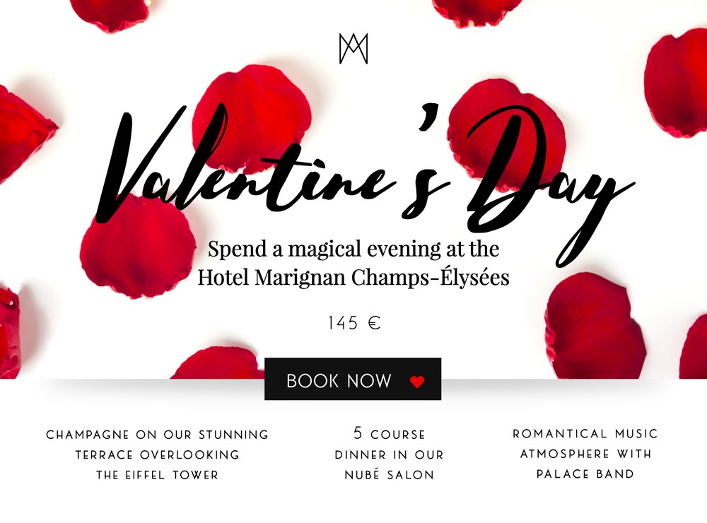 A l’approche de la St-Valentin, nous nous sommes occupés de l’ensemble de la campagne marketing digital de l’Hôtel Marignan Champs-Elysées, de la création à la mise en oeuvre. Un lien vers notre technologie Visions Of Joana, nous permettra de suivre l’efficacité de la campagne.