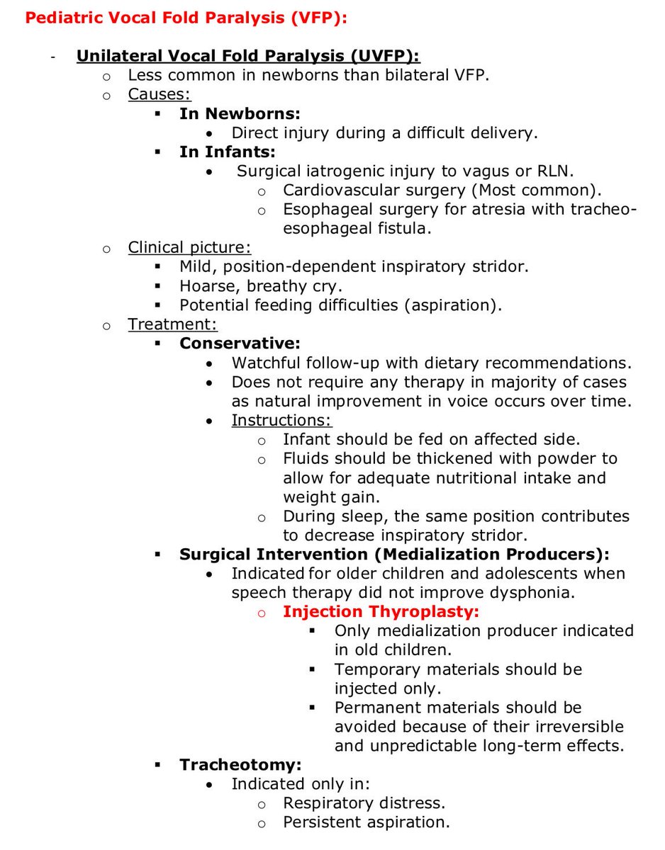 Pediatric unilateral Vocal Fold Paralysis (VFP):