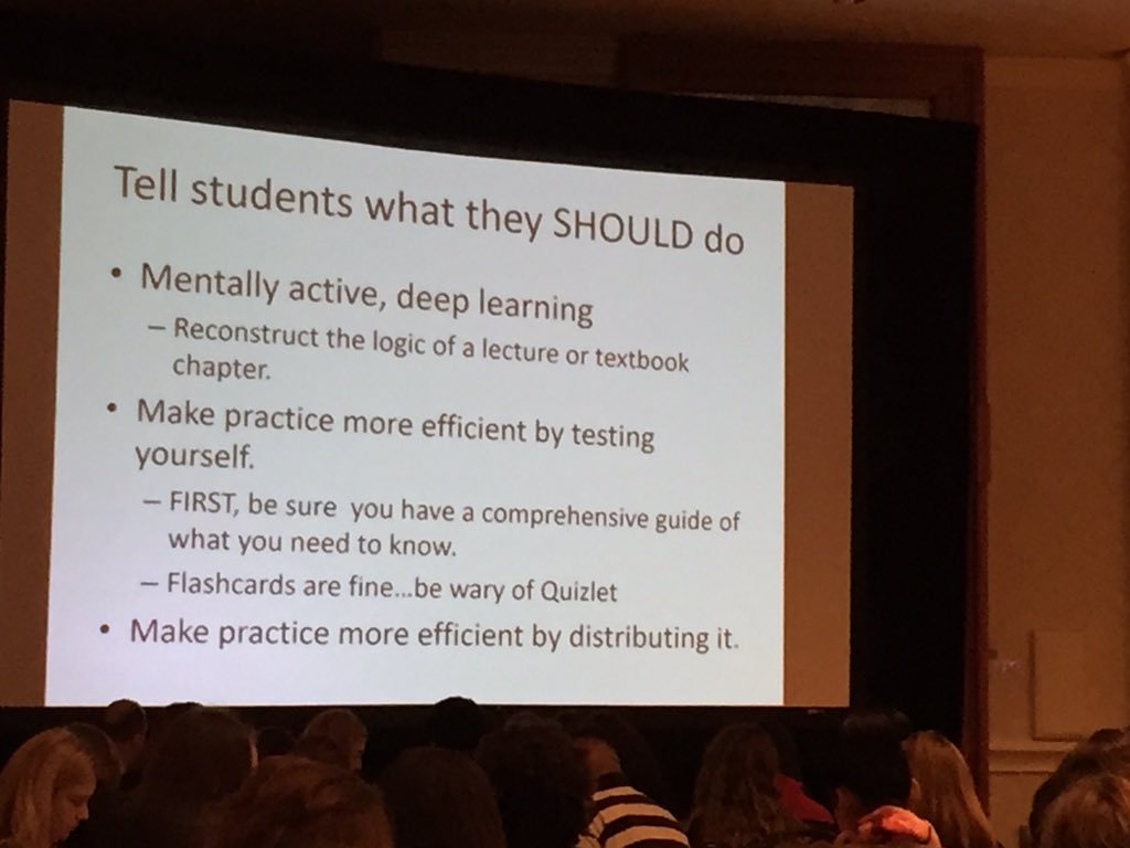 Here’s a thought from Dr. Dan Willingham: Tell students what they should do. #PlainTalk2019