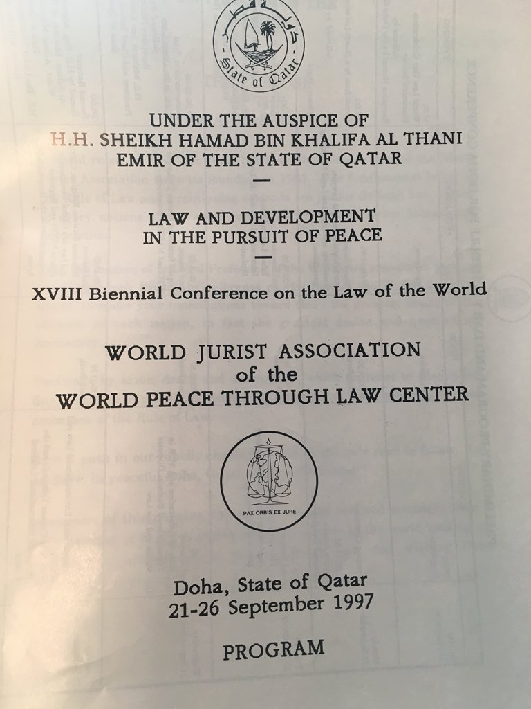 diegosolana's tweet photo. A delegation of the @worldjurist meets in Doha with attorney Sami Abdullah Abushaikha. Sami coorganized the XVIII WJA of the World Peace through Law Center in Qatar on 1997 The mission and purpose continues, now in Madrid @JavierCremades  @WorldLawCongre1 #WorldLawCongress https://t.co/X4ff2wPNgD