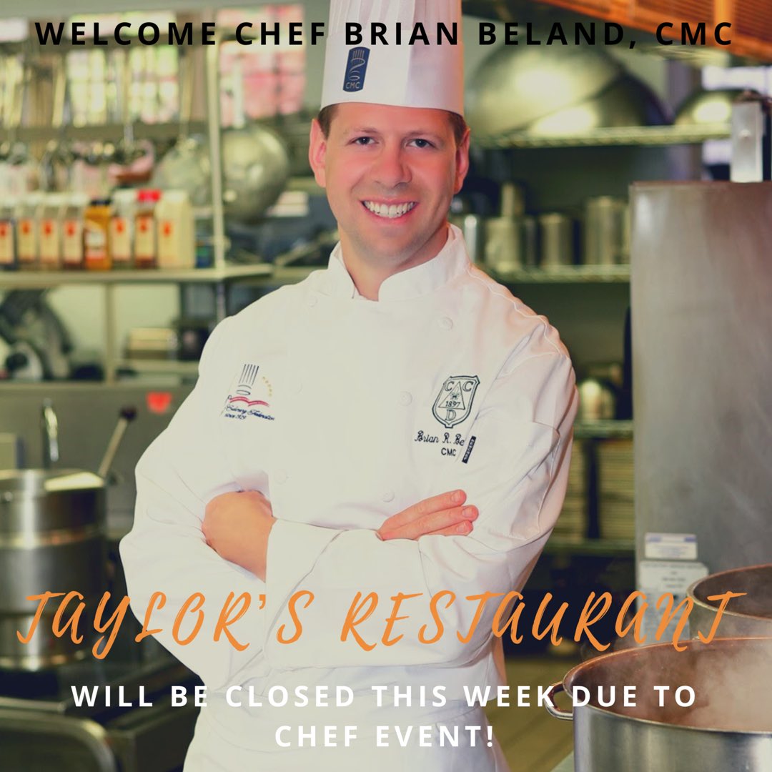 EatAtTaylors's tweet photo. Please Welcome Certified Master Chef Brian Beland for HTM’s Distinguished Chef Series! Taylor’s will be closed this week, but join us next week for Cuisines of India! #EatAtTaylors #OSUHTM https://t.co/Wpg5xUGzAg