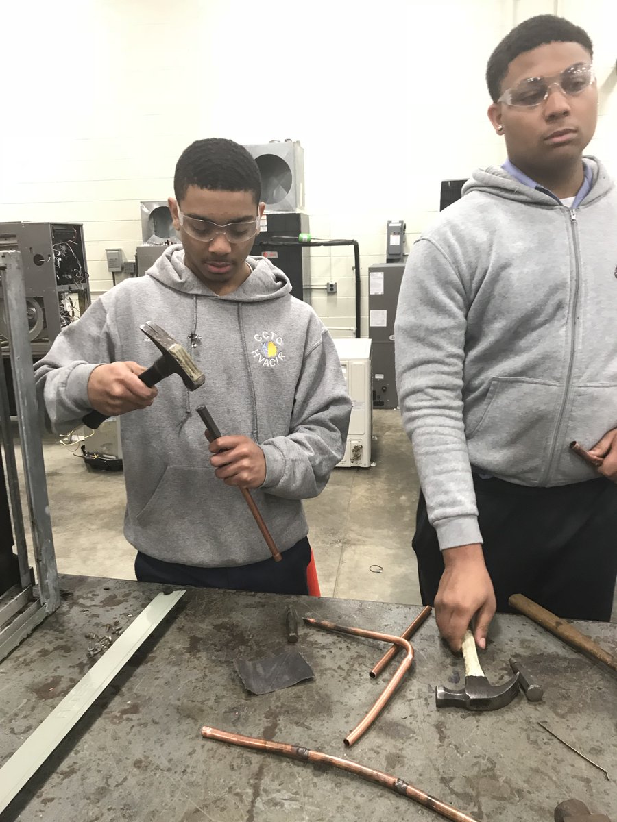 HVACTC's tweet photo. Brazing and pressure testing today!!! #oneCCPS #ccpsCTE @Michael39559018 @skilledjobtrade @ccpsinfo @ccpstechcenter https://t.co/1KnuQqSikC
