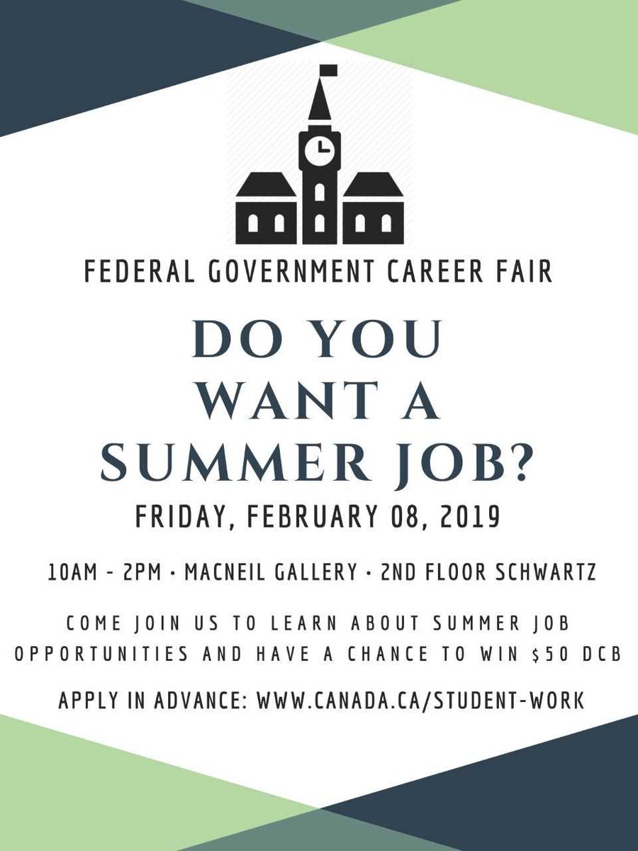 Need a summer job?  The Federal Government is hiring over 30 students from StFX.  Learn more about these opportunities at the Federal Government Career Fair.   Apply through FSWEP in advance for opportunities to interview on Feb 8th.