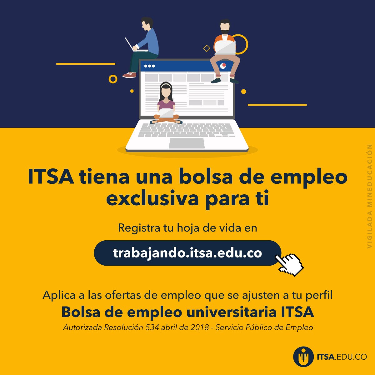 UniBarranquilla's tweet photo. #EgresadoITSA 👨💻👩💻 |En nuestro Portal de Trabajo hay muchas vacantes esperando por ti.
Solo debes ingresar a https://t.co/9kFpUxOOT3, registra tu hoja de vida, busca la oferta que más se adapte a tu perfil y listo. 👌 #SomosEducaciónSuperior https://t.co/XAGR7X3lVC