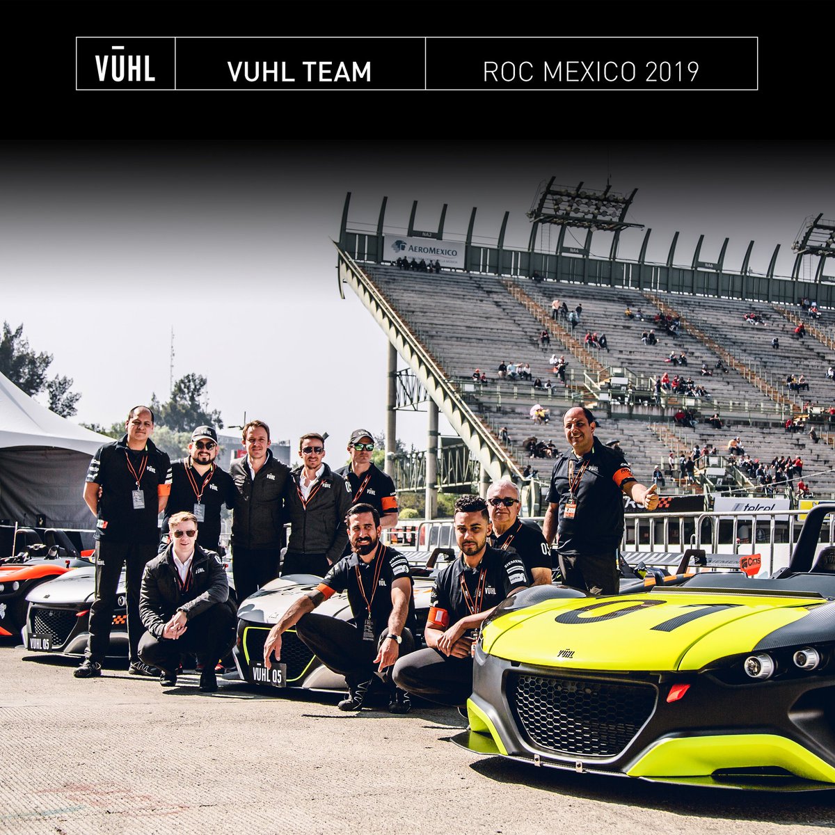 VUHLAutomotive's tweet photo. The ones who made it all possible during #ROCMexico with insane amounts of hard work: the #VUHL Team. 

@RaceOfChampions #ROCMexicoRecap #05RR #RaceOfChampions #Cms @Siemens_Mexico @SiemensPLM_MX @AlconBrakes @Mountune @bilstein_de @obpMSport https://t.co/EYXupXElyZ