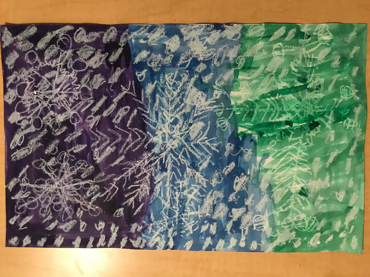specialareateam's tweet photo. Ms. Wible and her 1st grade art students are working on snowflakes using watercolors and oil pastels! #arteducationmatters #studentartwork #arteducation @paradigmschools https://t.co/UK98eEoS3g