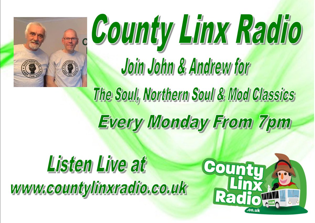 Countylinxradio's tweet photo. #lincsconnect Live every Monday Night at 7pm. John &amp; Andrew with the Soul, Northern Soul and Mod Classics.
Listen LIVE at https://t.co/gbGr4GcXou or Tunein Radio   https://t.co/veacXEh5IM Send in your requests and message via the website click on the chat now button. https://t.co/CWbgoT1O2x