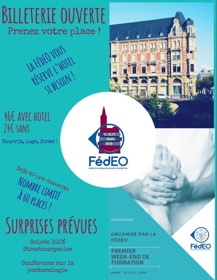 FedeOsteo's tweet photo. Billetterie ouverte ! 
Prenez votre réservation avec ou sans hôtel pour le Premier week-end de Formation de la FédEO !

Programme et billets sur ce site
https://t.co/jVQJcNOR3V

Venez nombreux on compte sur vous ! 🥨.     Merci à @La_FAGE @AFGES @FedOsoli ! https://t.co/uBq5a4c4AT