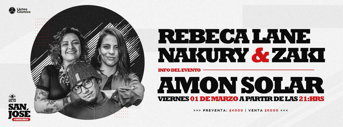 lacteocosmico's tweet photo. .@RebecaLane6 y @NakuryMC en concierto el Viernes 01 de Marzo 2019 en #AmonSolar #SanJosé #CostaRica 🎟️ https://t.co/obm3nyY6mX https://t.co/YjM18xAmXr