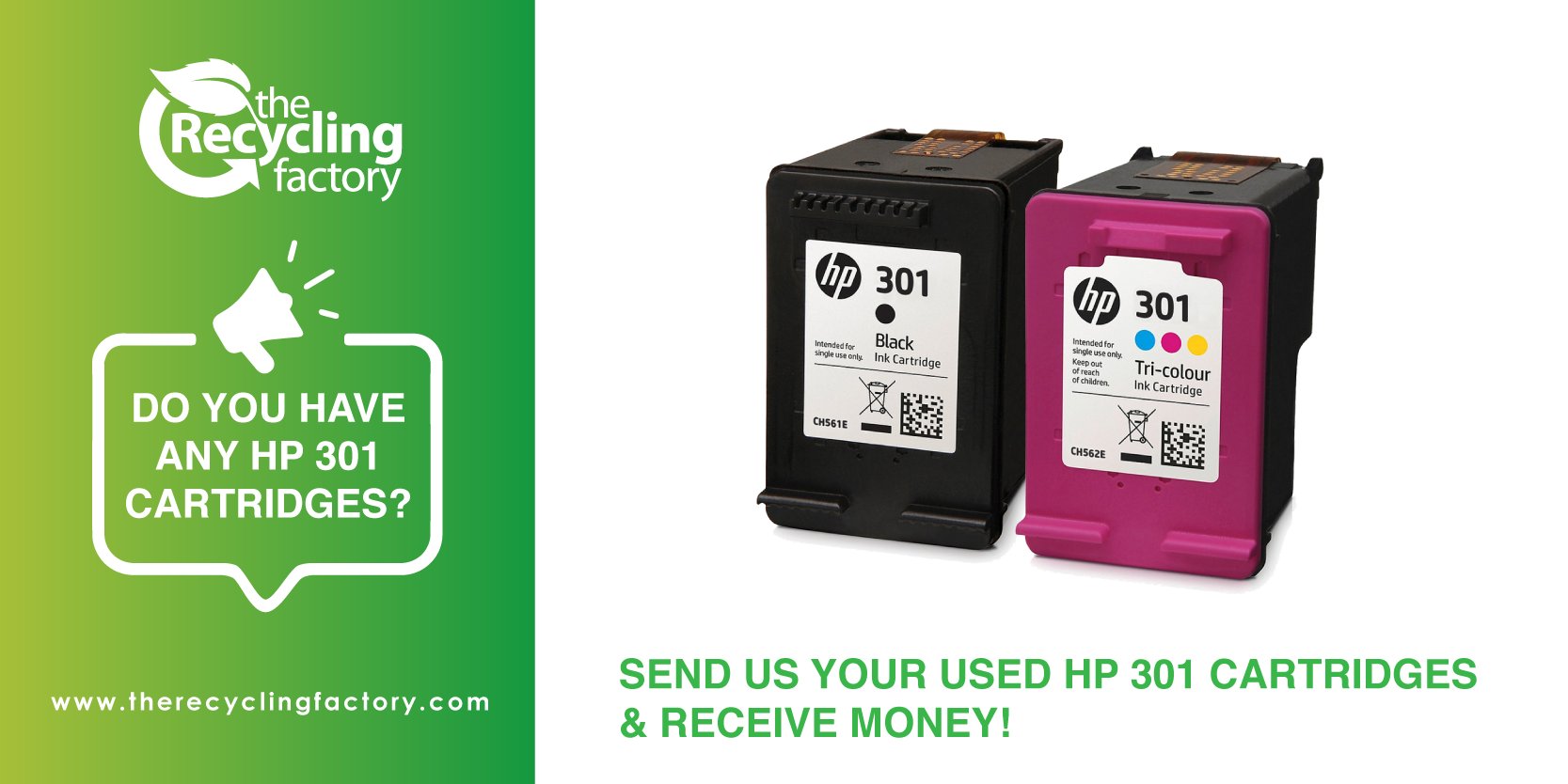 Refilled Ink For HP 301 Colour Ink Cartridge HP301