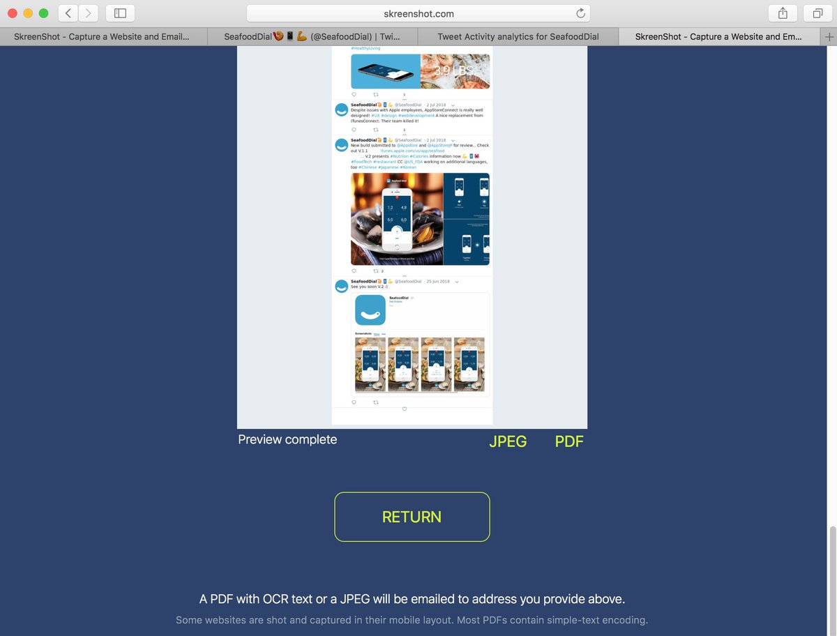 SeafoodDial's tweet photo. nice screen capturing for a domain or url you want to save. pdf with text or and images or a get a flat jpeg emailed to you instantly. not a bad tool for all the #censorship happening around the internets! #startups #webdevelopment #GrowthHacking https://t.co/sCpafyLV6X