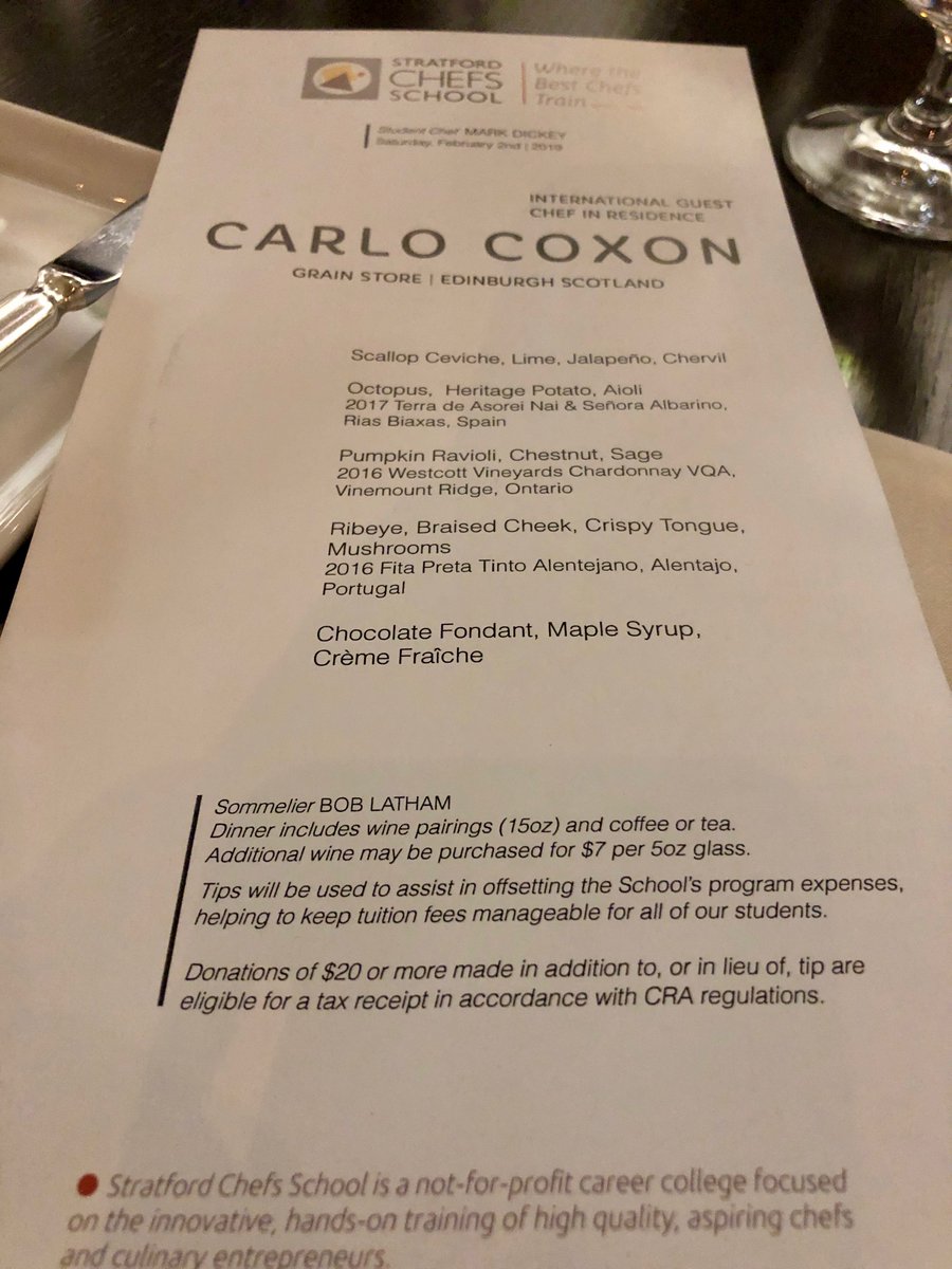100milemark's tweet photo. Thank you #Chef Carlo Coxon from @GrainstoreEdin in @VisitScotland for a wonderful dinner at @StratfordChef school in @StratfordON! Thanks Mark Dickey and all the student chefs for a great experience! #EatWellLaughOften ❤️🇨🇦 food! https://t.co/VZbRSfCURv