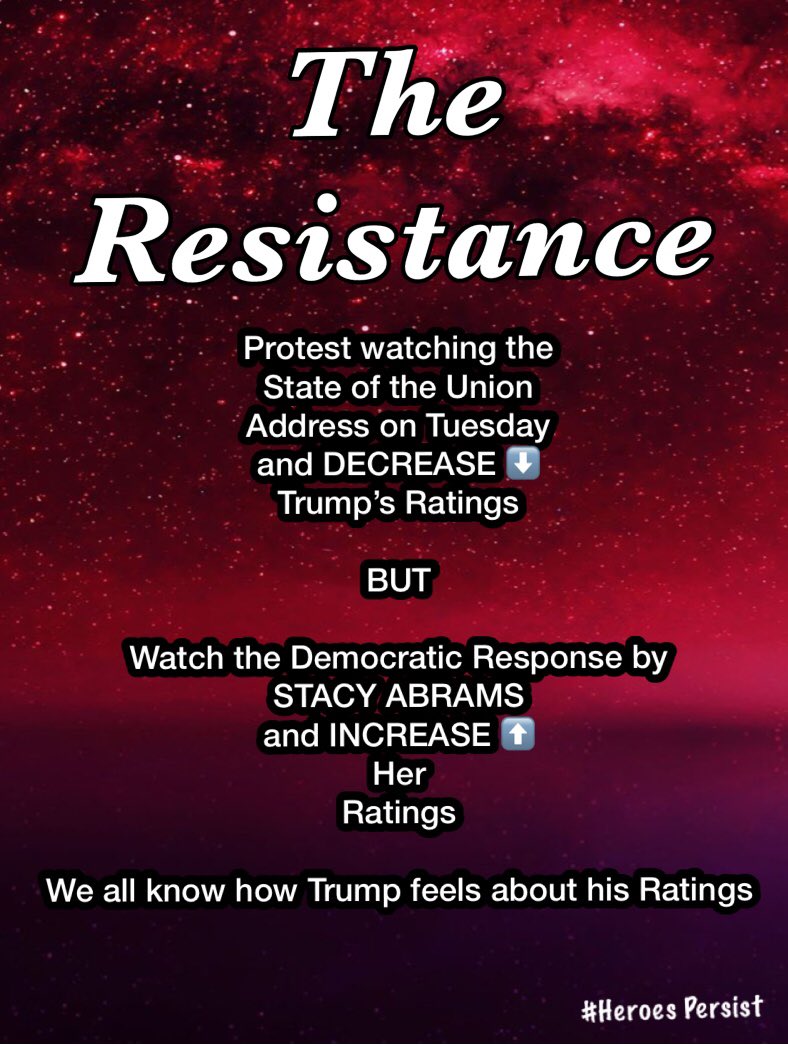 LadySif_DemCast's tweet photo. #TheResistance #HeroesPersist #MutantsResist
TUESDAY is #TheStateOfTheUnionAddress by Trump. We already know that there will be #Lie after
#Lie and how he thinks he did more than any other President in the first two years of the Presidency!! I refuse to listen to the LIES‼️ https://t.co/4GLM4gsGMm