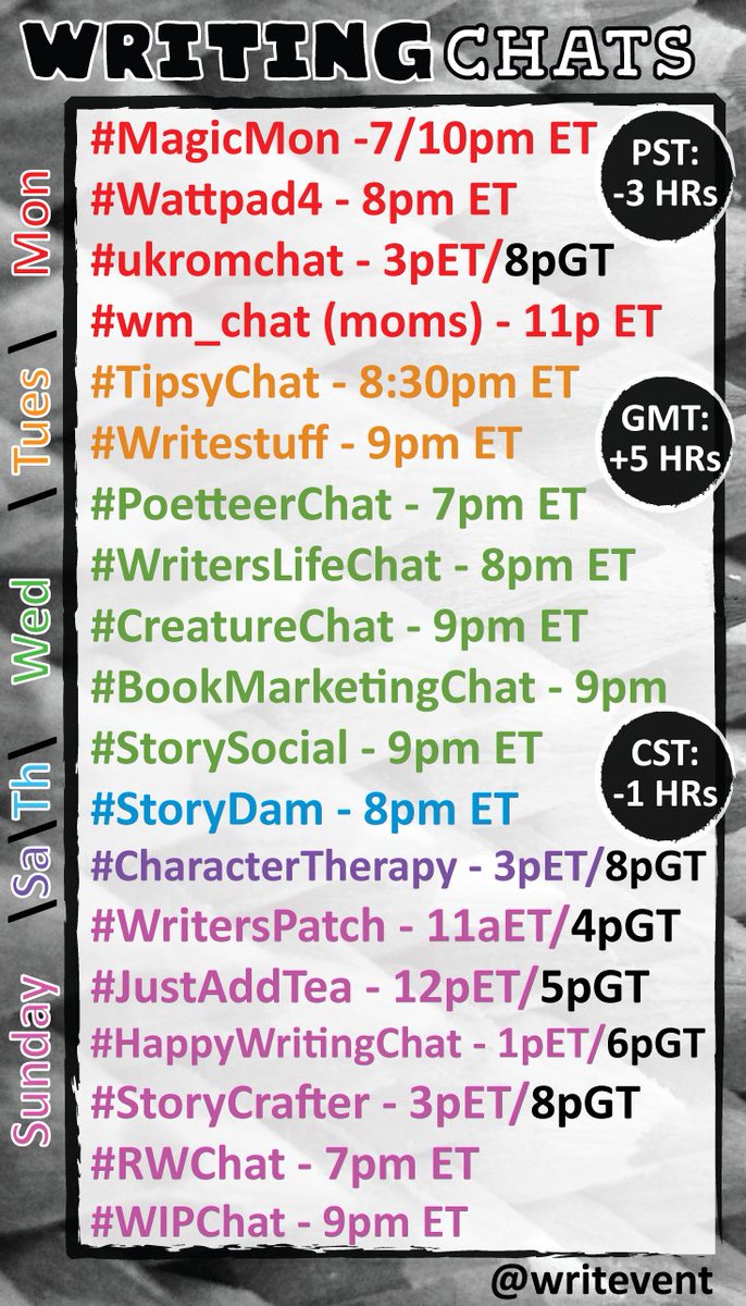 writevent's tweet photo. Some great chats coming up tonight! Here’s my full list for a week of #amwriting fun! https://t.co/h9nN8aIENP #storycrafter #rwchat #wipchat https://t.co/F39j6DPGXc