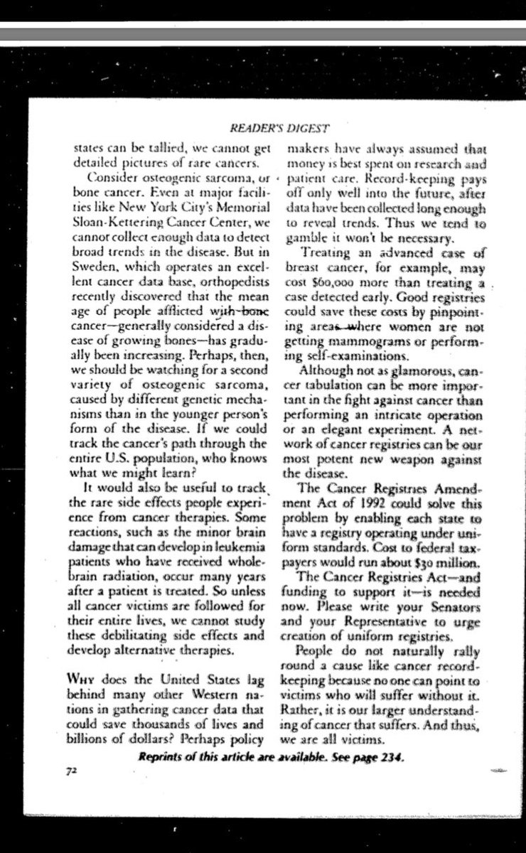 1992: Bernie’s 1st piece of signed legislation passes to create the National Program of Cancer Registries. Readers Digest says the law is “the cancer weapon America needs most.” All 50 states now run registries to help cancer researchers gain important insights. /15