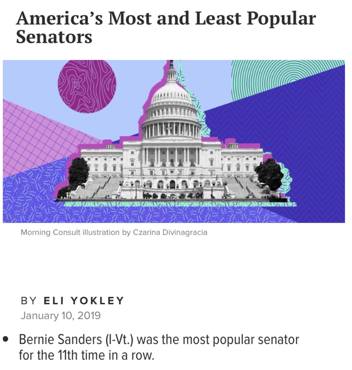 No surprise, Bernie has the highest approval rating of any Senator. An astonishing 83% of Vermonters trust Bernie to represent them.Instead of lowering expectations of what’s possible, Bernie offers a bold & humane vision of what our country can be. /7