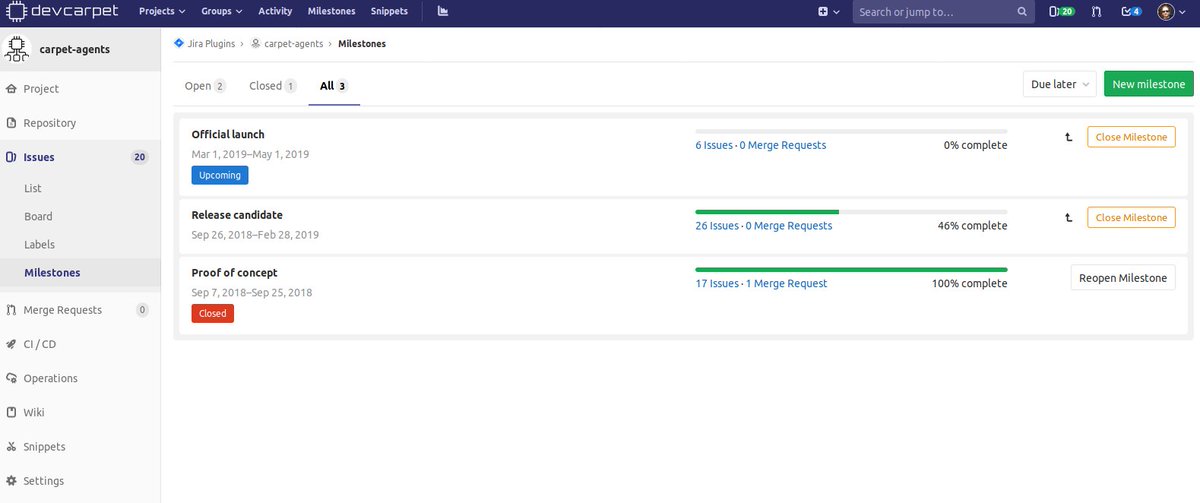 DevCarpet's tweet photo. We are close to finish second milestone of our new product helping teams working with @Atlassian JIRA Service Desk @jiraservicedesk and we are v happy to develop it in @gitlab :-) https://t.co/8TczTiBWzR