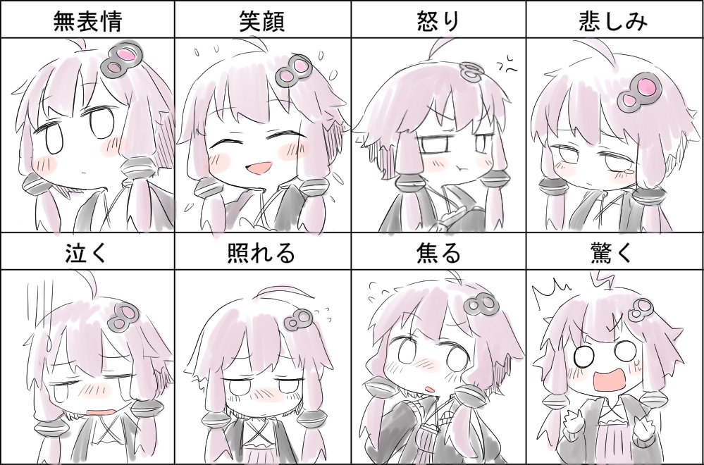 結月ゆかりさんで表情練習した 