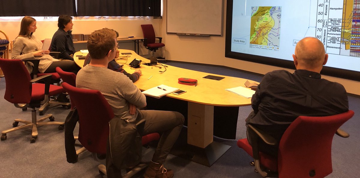 InterpretGeo's tweet photo. This semester we have 5 MSc students that works on several topic ranging from tectonostratigraphy analysis to reservoir prediction. One abstract has accepted to be presented on the EGU conf. Stay tuned ! Picture from our bi-monthly group meeting #ntnu  #seismicinterpretation https://t.co/esw8ft39D8